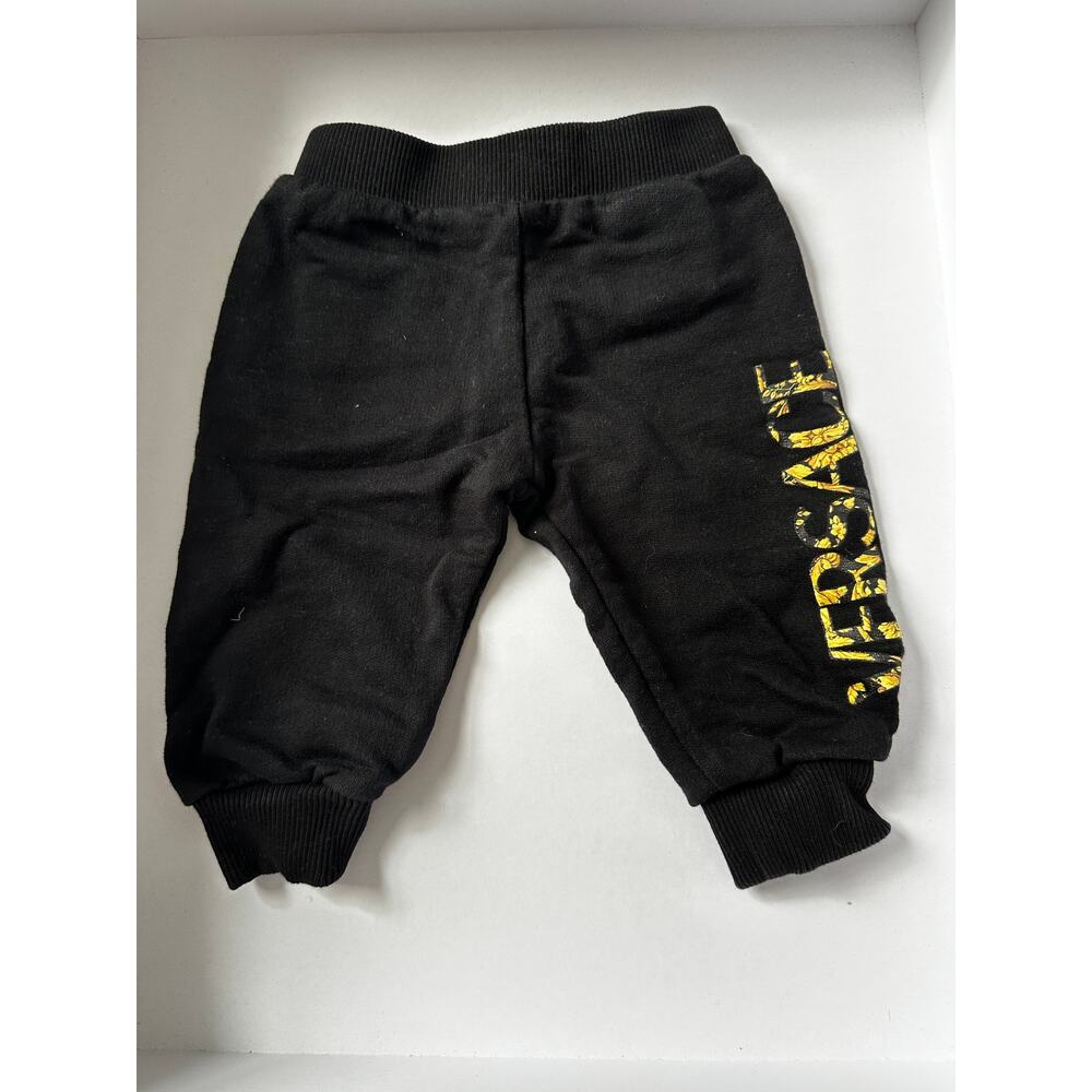 VERSACE BLACK COTTON LOGO BABY JOGGERS